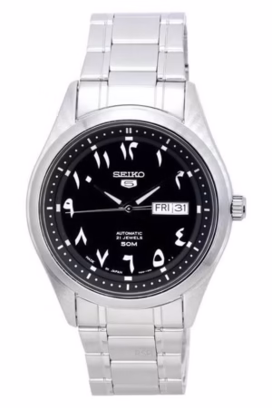 Seiko 5 Stainless Steel Black Arabic Dial Automatic SNKP21J1